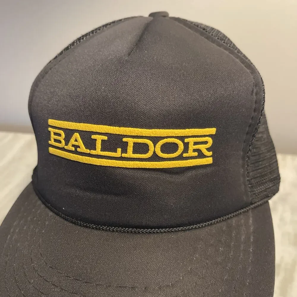 BALDOR Electric Motors vintage Black adjustable cap brim Trucker